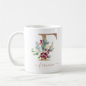 Mug Noël Berries rouges Verdure or Monogramme F (Gauche)