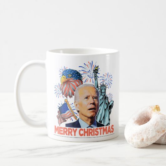 Mug Noël Biden Drôle Joe Biden Confus Noël (Avec donut)