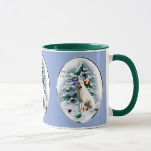Mug Noël blanc d'amants de berger allemand