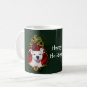Mug Noël blanc de pitbull (Devant gauche)