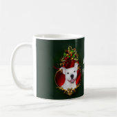 Mug Noël blanc de pitbull (Gauche)