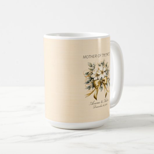 Mug Noël Blanc framboise Mère de la mariée (Devant droit)