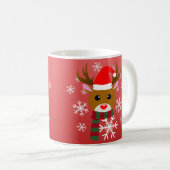 Mug Noël blanc Rudolph le renne à nez rouge (Devant droit)