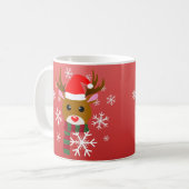 Mug Noël blanc Rudolph le renne à nez rouge (Devant gauche)