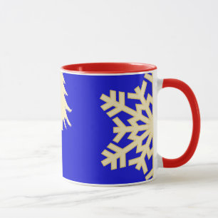 Mug Noël bleu avec des flocons de neige à la crème