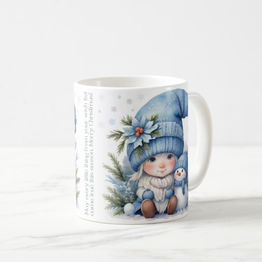 Mug Noël bleu - Petit Elfe (Devant droit)