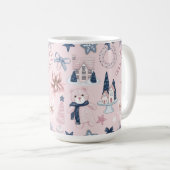 MUG NOËL BLEU & ROSE VACANCES TEDDY OURS & COOKIES (Devant droit)