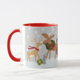 Mug Noël Bois Animaux Jolly Moose Nom de l'ours