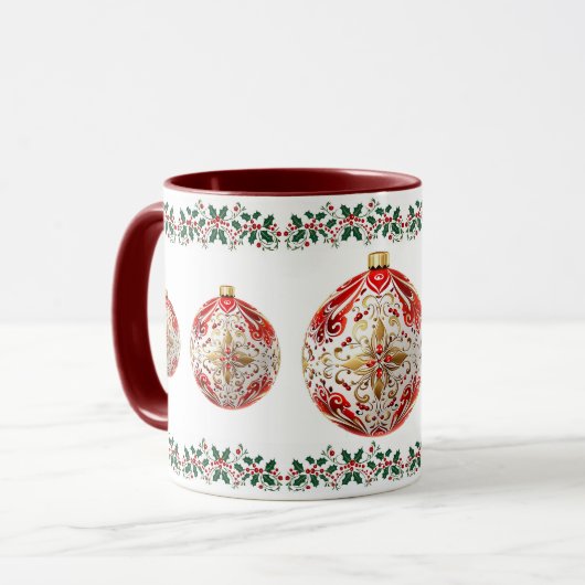 Mug Noël botanique élégant (Devant gauche)