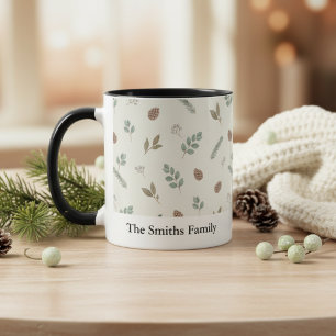 Mug Noël Botanique Hiver Ivory Feuillage Personnalisé