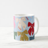 Mug Noël Bows Coquette bleu (Devant droit)