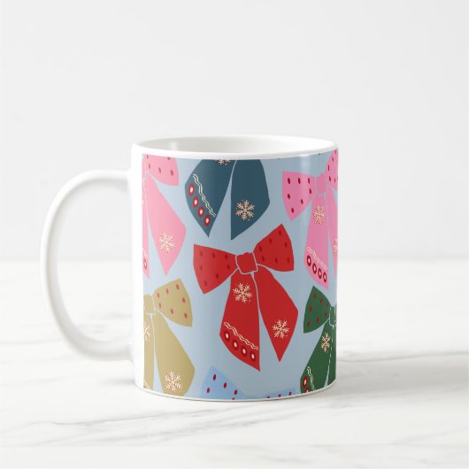Mug Noël Bows Coquette bleu (Gauche)