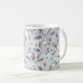 Mug Noël, brindilles argentées, blanc, flocons de neig (Devant droit)