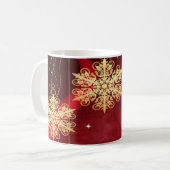 Mug Noël cadeau Red Golden Snowflakes Holiday (Devant gauche)