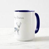 Mug Noël Cerf Blanc Bleu Nordique (Devant droit)