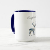 Mug Noël Cerf Blanc Bleu Nordique (Devant gauche)