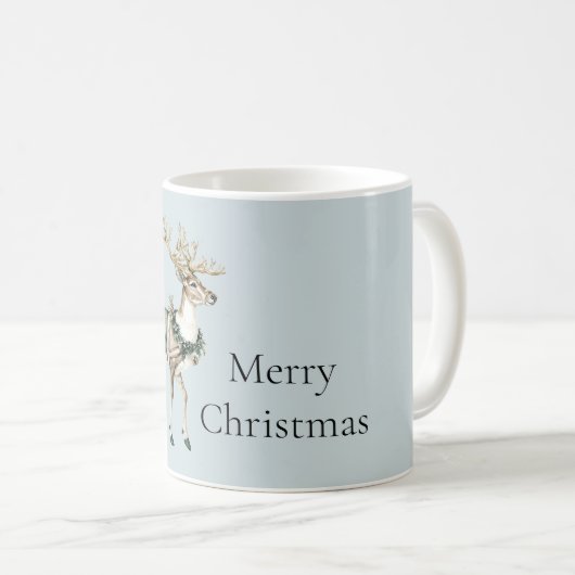 Mug Noël Cerf Vert Bleu (Devant droit)