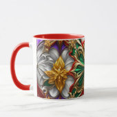 Mug NOËL ~ CHAOTIQUE 3D ~ Rouge, Vert et Or ~ (Gauche)