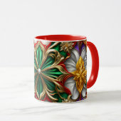 Mug NOËL ~ CHAOTIQUE 3D ~ Rouge, Vert et Or ~ (Devant droit)