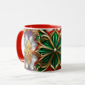 Mug NOËL ~ CHAOTIQUE 3D ~ Rouge, Vert et Or ~ (Devant gauche)