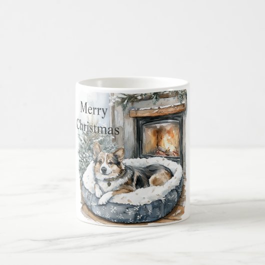 Mug Noël Cheminée Chien (Centre)