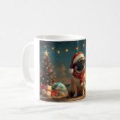 Mug Noël Chien Carlin Plage Vintage (Devant gauche)