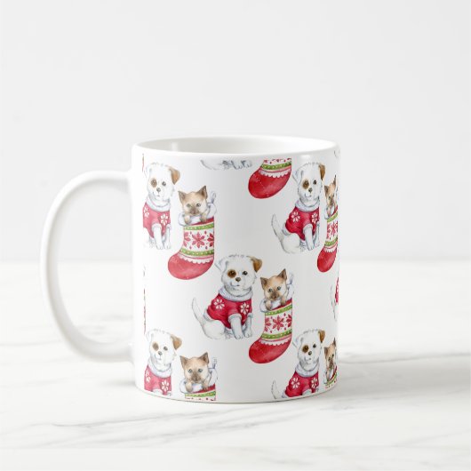 Mug Noel Chien & Chat Stockings (Gauche)