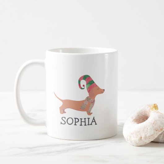Mug Noël Chien Dachshund (Avec donut)