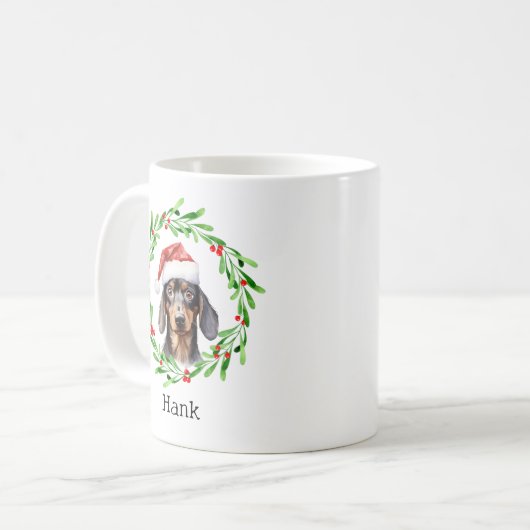 Mug Noël Chien Dachshund Santa Hat (Devant gauche)