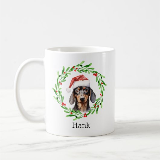 Mug Noël Chien Dachshund Santa Hat (Gauche)