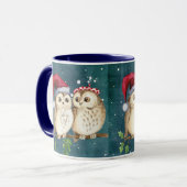 Mug Noël chouette faune chapeau du père Noël neige (Devant gauche)
