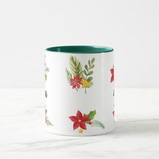 Mug Noël Clair Holly Black Script Maman Vert (Centre)