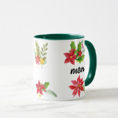 Mug Noël Clair Holly Black Script Maman Vert (Devant droit)