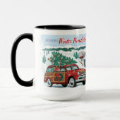 Mug Noël classique en bois Wagon (Gauche)