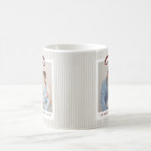 Mug Noël Classique Rayures Beige Ruban Rouge (Centre)