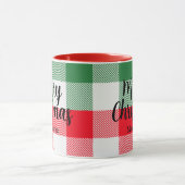Mug Noël coloré Blanc Vert Rouge Rouge Buffle Plaid (Centre)