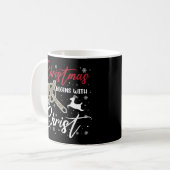 Mug Noël commence avec le Christ Xmas chrétien (Devant gauche)