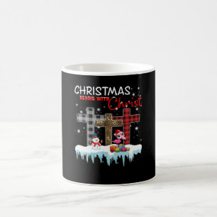 Mug Noël commence avec le Flamant rose d'amour du Chri