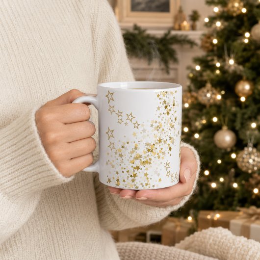Mug Noël Confetti Étoile Dorée Élégante