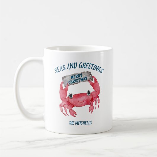 Mug Noël Crustacé Marin Salutations (Gauche)