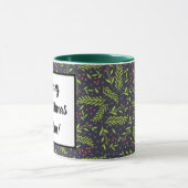 Mug Noël Cypress Snowflakes Berries Fleurs rouges (Centre)