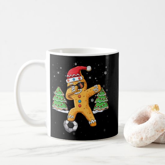 Mug Noël Dabbing Gingerbread Soccer Sport Père Noël (Avec donut)