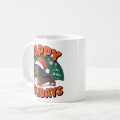 Mug Noël Dachshund Wiener Dog Joyeux vacances (Devant gauche)