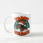 Mug Noël Dachshund Wiener Dog Joyeux vacances (Gauche)