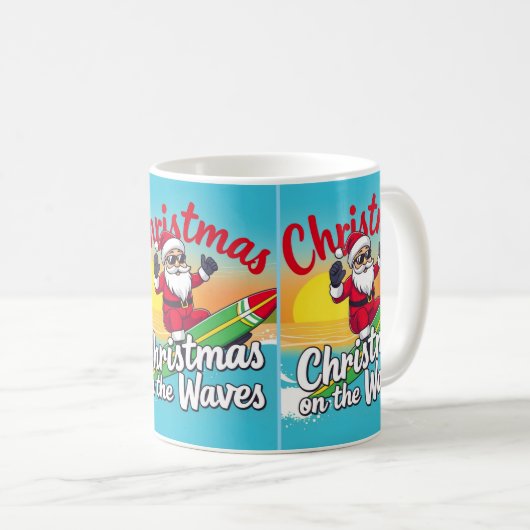 Mug Noël dans la Père Noël des vagues (Devant droit)