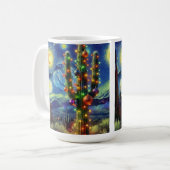 Mug Noël dans le désert Saguaro Cactus bleu vert (Devant gauche)