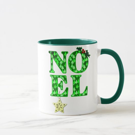 Mug NOEL dans un motif de sapin de Noël vert (Droite)