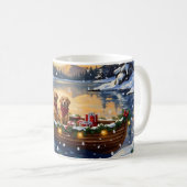 Mug Noël de bateau de retriever doré de vacances (Devant droit)