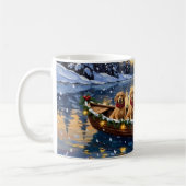 Mug Noël de bateau de retriever doré de vacances (Gauche)