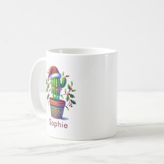Mug Noël de Cactus scintillant (Devant gauche)